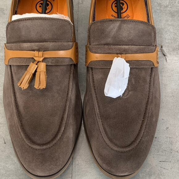 THOMAS & VINE Men\'s Brown Leather Hawthorn Apron Toe Tassel Loafers SZ 11 main image 11